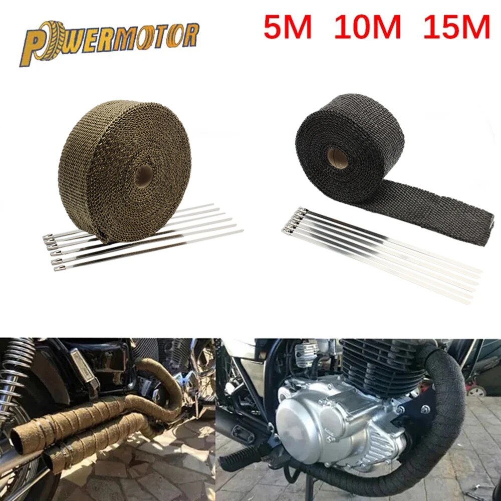 Exhaust Wrap Titanium - Motosiklet Egzoz Termal Bant Spor Susturucu
