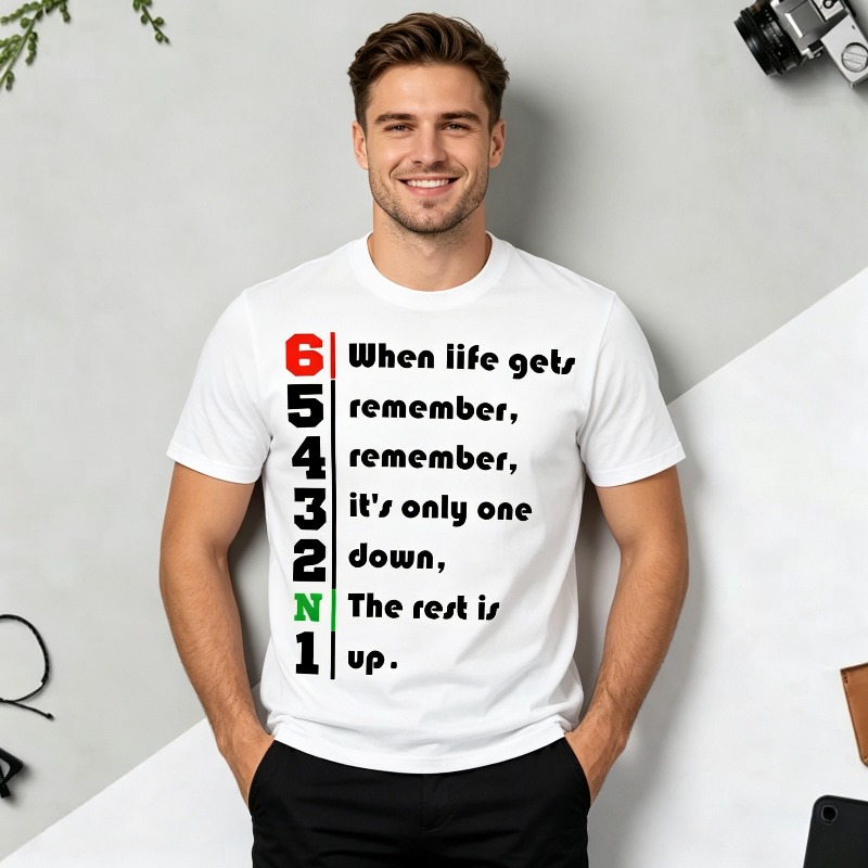 Motorcycle Gear Quotes - 1N23456 Hayat Alıntısı Grafikli T-Shirt Riders