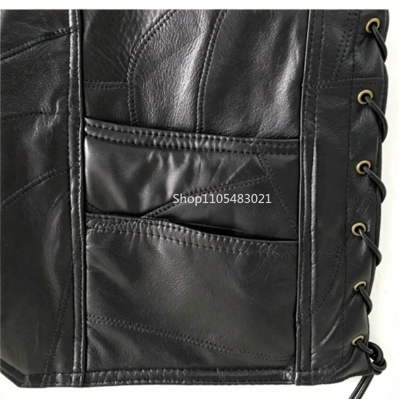 Erkek Siyah Patchwork Deri Bik - Motorcycle Gear Vest incelemesi ve fiyatı